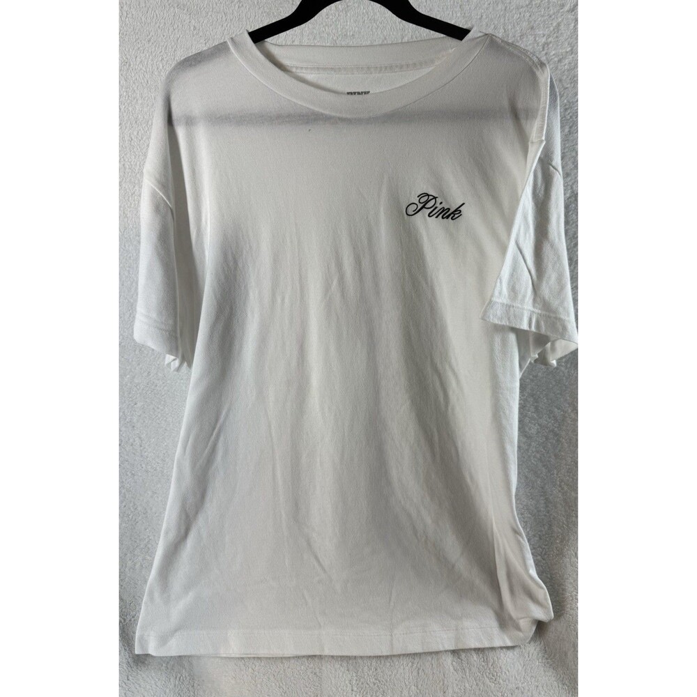 Pink by Victoria's Secret Campus Tee White Short Sleeve T-Shirt - XL- Oversized